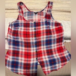 Torrid Red and Blue Plaid shirt Lightweight Cotton